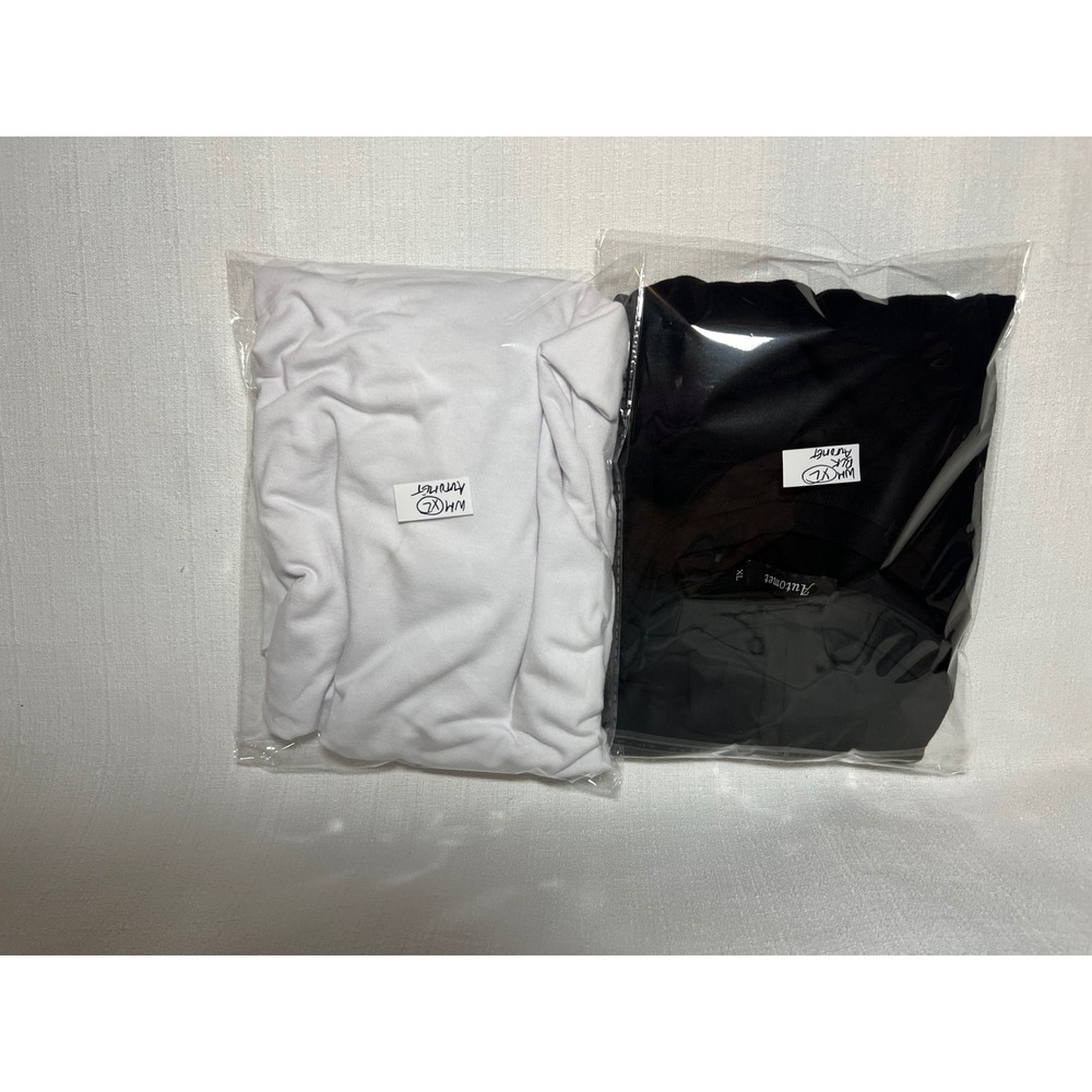 Automet Ruffle Sleeve T-Shirt Set 2 Pack Black White Crew Neck Ruffle Sleeve